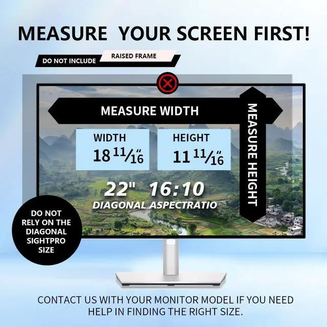 Alt view image 2 of 5 - Halloive 2 Pack Computer Privacy Screen 22 Inch for 16:10 Widescreen Monitor, Removable Eye Protection Anti Glare Blue Light Computer Screen Privacy Shield, Anti Spy Screen Protector Film Screen