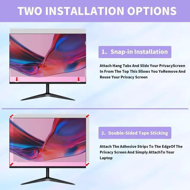 Alt view image 4 of 5 - Halloive 2 Pack Computer Privacy Screen 22 Inch for 16:10 Widescreen Monitor, Removable Eye Protection Anti Glare Blue Light Computer Screen Privacy Shield, Anti Spy Screen Protector Film Screen