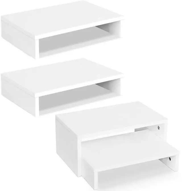 Main image of TEAMIX 6.7 inch Height and 2 Pack White Monitor Stand Riser for Desk Small Monitor Stand TV/Screen/PC/Laptop Riser Computer Stand Desktop Shelf