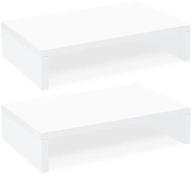 Alt view image 2 of 5 - TEAMIX 6.7 inch Height and 2 Pack White Monitor Stand Riser for Desk Small Monitor Stand TV/Screen/PC/Laptop Riser Computer Stand Desktop Shelf