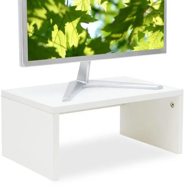 Alt view image 3 of 5 - TEAMIX 6.7 inch Height and 2 Pack White Monitor Stand Riser for Desk Small Monitor Stand TV/Screen/PC/Laptop Riser Computer Stand Desktop Shelf