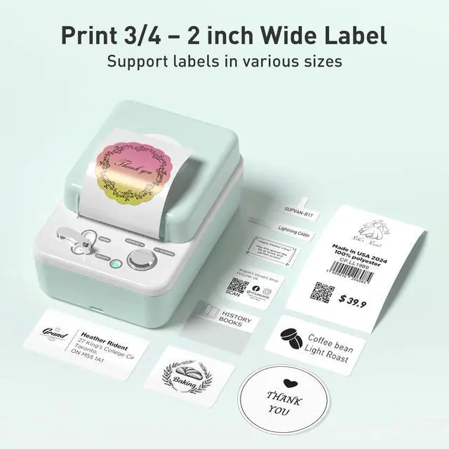 Alt view image 2 of 5 - SUPVAN T50M Plus Bluetooth Label Maker Machine with 3 Tapes, High Printing Clarity, Versatile App with 40+ Fonts and 450+ Icons, Inkless Labeler for Business, Home, Office Organization, Green