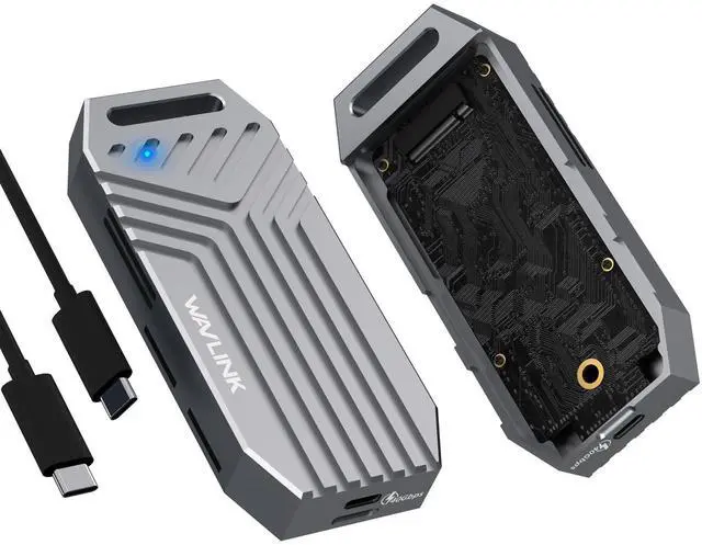 Main image of WAVLINK 40Gbps PCIe NVMe SSD Enclosure, USB4 External M.2 NVMe SSD Enclosure, for B+M/M-Key PCIe SSD 2280 Size, Tool-Free Installation, Compatible with Thunderbolt 4/3/USB4/USB C, SSD Not Include