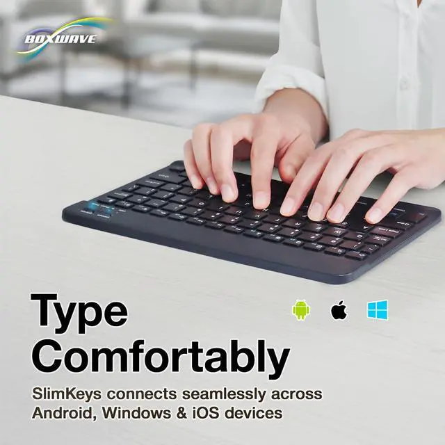 Alt view image 3 of 5 - BoxWave Keyboard Compatible with Samsung Galaxy Tab Active 3 - SlimKeys Bluetooth Keyboard, Portable Thin with Chiclet-Style Keys - Jet Black