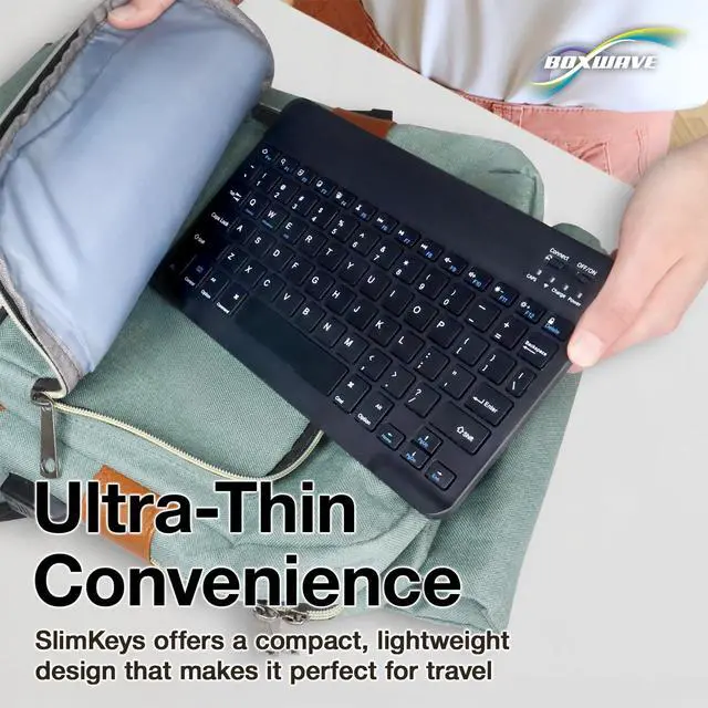 Alt view image 4 of 5 - BoxWave Keyboard Compatible with Samsung Galaxy Tab Active 3 - SlimKeys Bluetooth Keyboard, Portable Thin with Chiclet-Style Keys - Jet Black