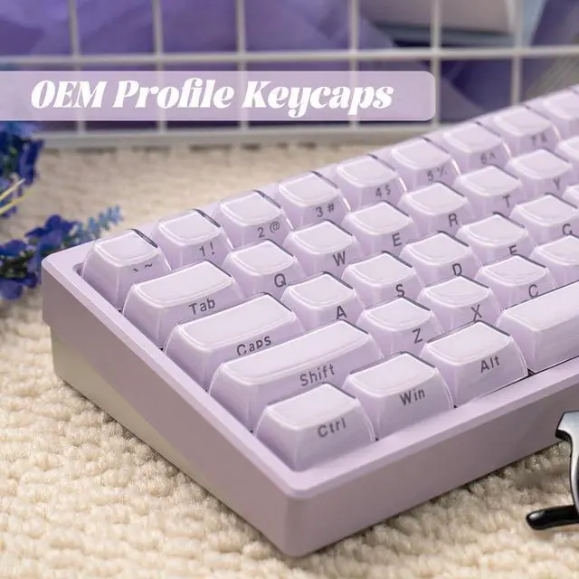 Alt view image 4 of 5 - Crystal Jelly Keycaps, Purple Side Printed Keycap, Custom Translucent Keycaps 113 Keys OEM Profile Key Cap, Cute Shine Through Keyboard Caps for 61/68/84/87/98/100 Cherry MX Keyboard Mechanical