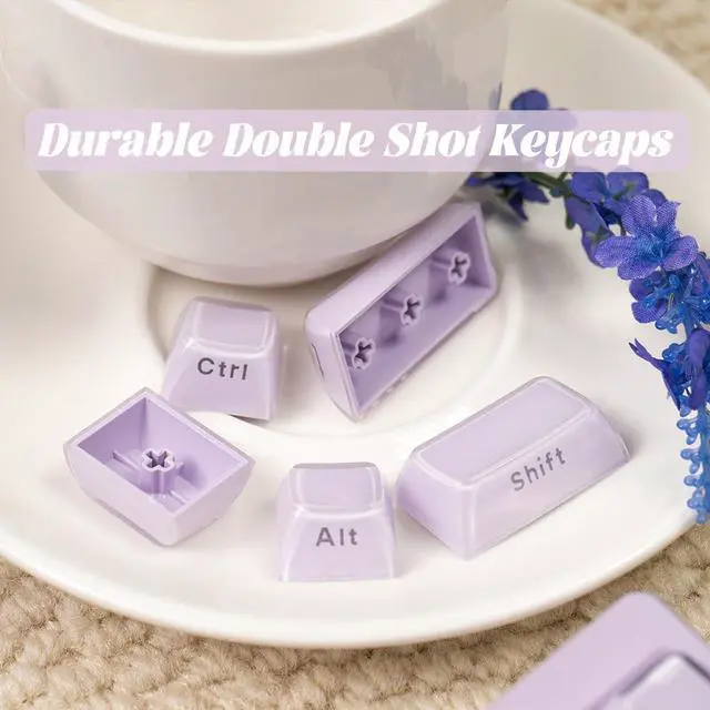Alt view image 5 of 5 - Crystal Jelly Keycaps, Purple Side Printed Keycap, Custom Translucent Keycaps 113 Keys OEM Profile Key Cap, Cute Shine Through Keyboard Caps for 61/68/84/87/98/100 Cherry MX Keyboard Mechanical