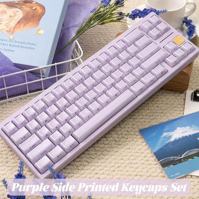Alt view image 2 of 5 - Crystal Jelly Keycaps, Purple Side Printed Keycap, Custom Translucent Keycaps 113 Keys OEM Profile Key Cap, Cute Shine Through Keyboard Caps for 61/68/84/87/98/100 Cherry MX Keyboard Mechanical