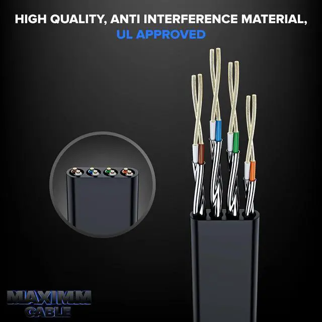 Alt view image 3 of 5 - Maximm Cable CAT7 Flat Ethernet Cable, 5 Pack (Red, 20ft) 10 Gbps, 600 MHz, Shielded RJ45 Gold Connectors Ultra-Thin Flexible Design for Home & Office Networking