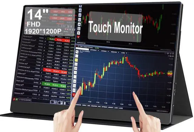 Main image of AHXJKA 14" Touch Portable Travel Monitor : 1920 * 1200P IPS/HDR Laptop Screen Extender for Gaming and Computer DisplayCompatible with Laptop PC Phone PS4/PS5 Switch