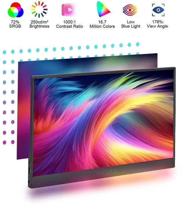 Alt view image 2 of 5 - AHXJKA 14" Touch Portable Travel Monitor : 1920 * 1200P IPS/HDR Laptop Screen Extender for Gaming and Computer DisplayCompatible with Laptop PC Phone PS4/PS5 Switch