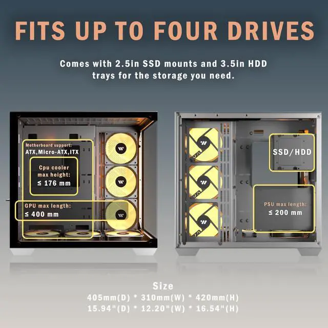 Alt view image 5 of 5 - KEDIERS PC CASE K6 Black