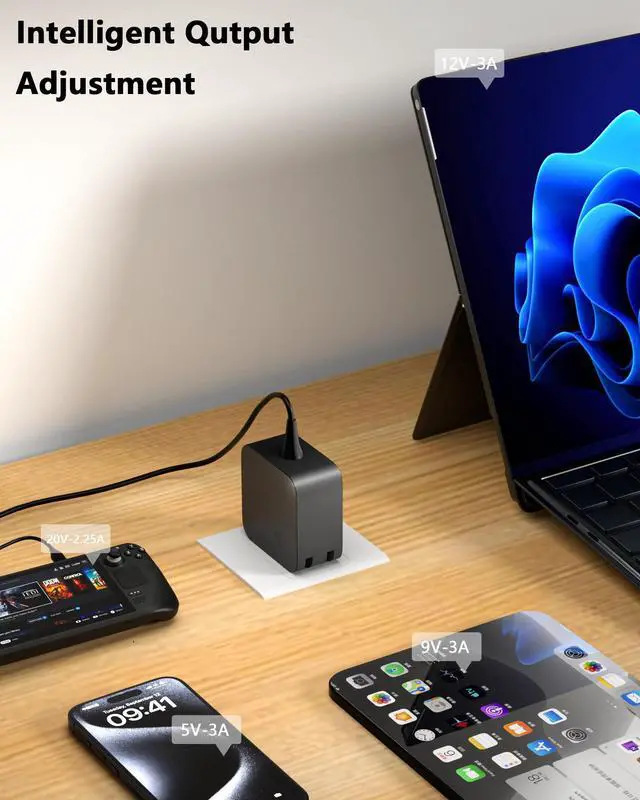 Alt view image 3 of 5 - GVKRLXZ 65W USB C Fast Charger for Steam Deck & ROG Ally Nintendo Switch/TV Dock/PS Portal/Lite Shark CH701, Beats Solo 4, JBL Xtreme 4 Asus Zenbook 14/15/17 Laptop USB Type-C Charging Power Adaptor