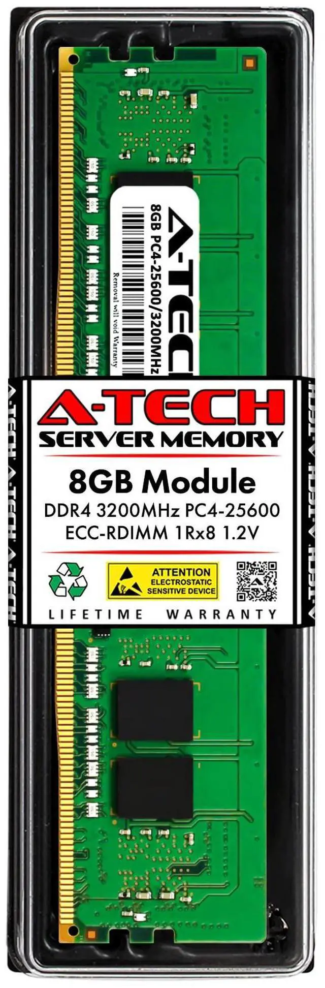 Main image of A-Tech 8GB Replacement for Samsung M393A1K43DB2-CWE - DDR4 3200MHz PC4-25600 ECC Registered RDIMM 288-Pin 1Rx8 1.2V - Single Server Memory RAM Stick (M393A1K43DB2-CWE-ATC)