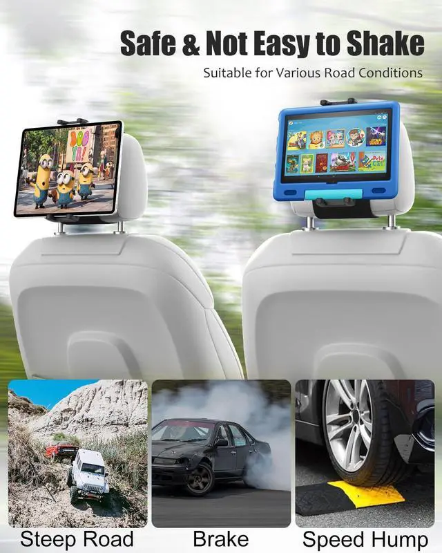 Alt view image 3 of 5 - Wukanleng Car Headrest Tablet Mount with Metal Ball Head [Anti-Drop], Car Back Seat Tablet Holder for Kids with Anti-Slip Strap 360° Adjustable Fits iPad Pro 12.9, Fire HD 10, All 4.7-13'' Devices