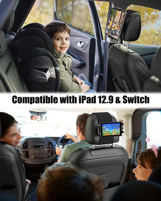 Alt view image 4 of 5 - Wukanleng Car Headrest Tablet Mount with Metal Ball Head [Anti-Drop], Car Back Seat Tablet Holder for Kids with Anti-Slip Strap 360° Adjustable Fits iPad Pro 12.9, Fire HD 10, All 4.7-13'' Devices
