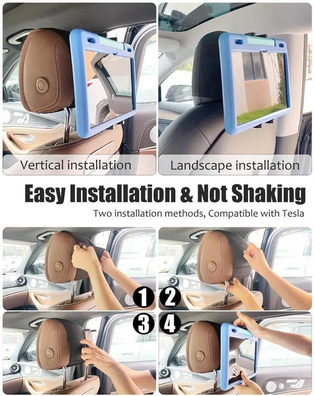 Alt view image 5 of 5 - Wukanleng Car Headrest Tablet Mount with Metal Ball Head [Anti-Drop], Car Back Seat Tablet Holder for Kids with Anti-Slip Strap 360° Adjustable Fits iPad Pro 12.9, Fire HD 10, All 4.7-13'' Devices