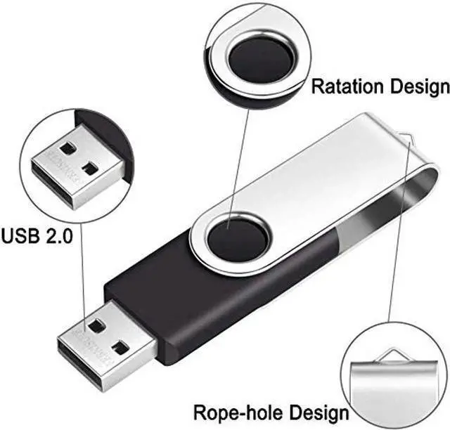 Alt view image 4 of 5 - FEBNISCTE 32GB Flash Drive Pack of 10 USB 2.0 Thumb Drive Portable Black High Speed Memory Stick with 10pcs Lanyards