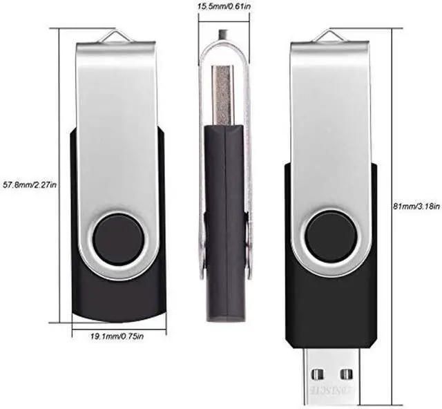 Alt view image 5 of 5 - FEBNISCTE 32GB Flash Drive Pack of 10 USB 2.0 Thumb Drive Portable Black High Speed Memory Stick with 10pcs Lanyards