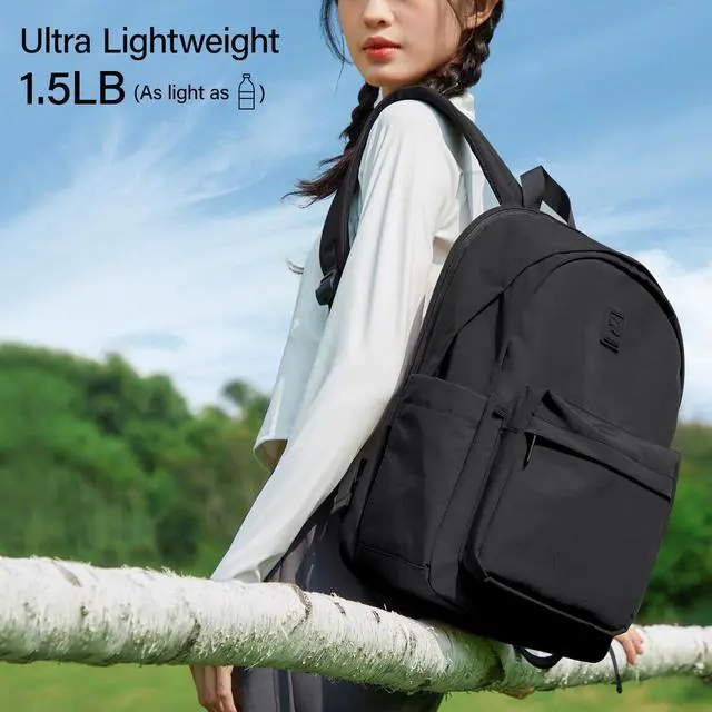 Alt view image 4 of 5 - Hanke Travel Backpack for Women Men, Small College Laptop Backpack, Lightweight Water-Resistant Work Bookbag, Cute Casual Daypack for 15.6 Inch Laptop, Graphite Black