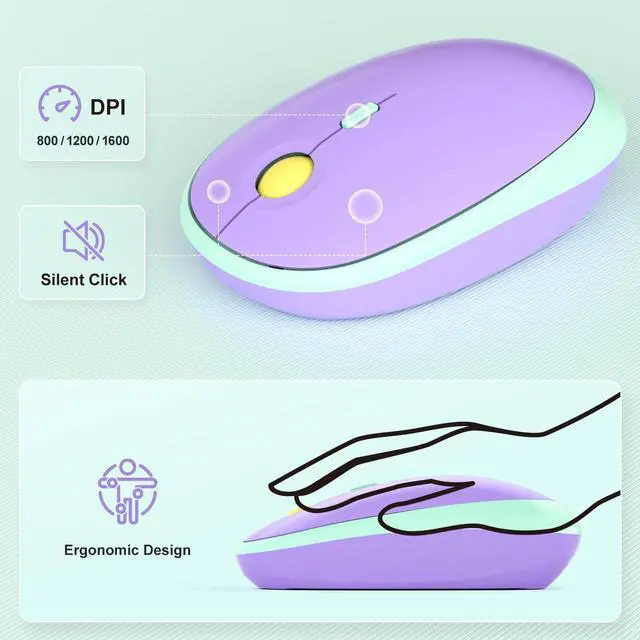 Alt view image 2 of 5 - MOFII Wireless Keyboard and Mouse Combo - Pale Mint Full Sized Plug and Play Colorful Computer Keyboards - 104 Keys Round Keycap USB 2.4G Cute Keyboard for Windows/Laptop/Mac/Desktop/PC