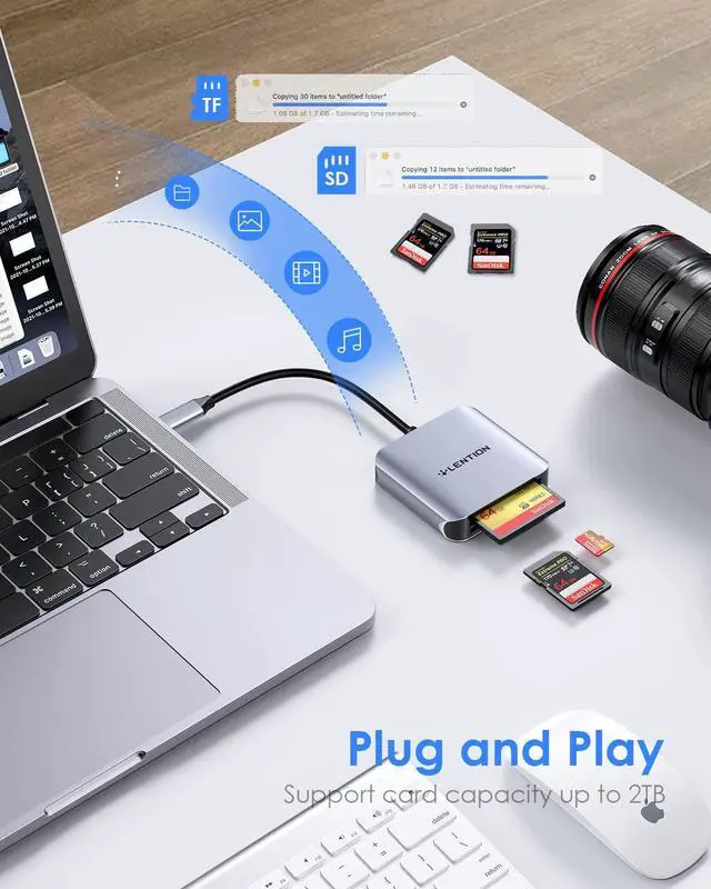 Alt view image 5 of 5 - LENTION USB C to CF/SD/Micro SD Multi Card Reader, SD 3.0 Card Adapter Compatible 2023-2016 MacBook Pro 13/15/16/M1, New Mac Air/iPad Pro/Surface, Chromebook, S20/S10/Note, More (CB-C8s (Pink)