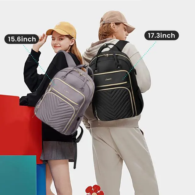 Alt view image 2 of 5 - LOVEVOOK Womens Backpack,15.6 Inch Laptop Backpack for Work Travel, Large Capacity Work Backpack for Teacher Nurse, Computer Bag with USB Charging Port.Grey Purple.