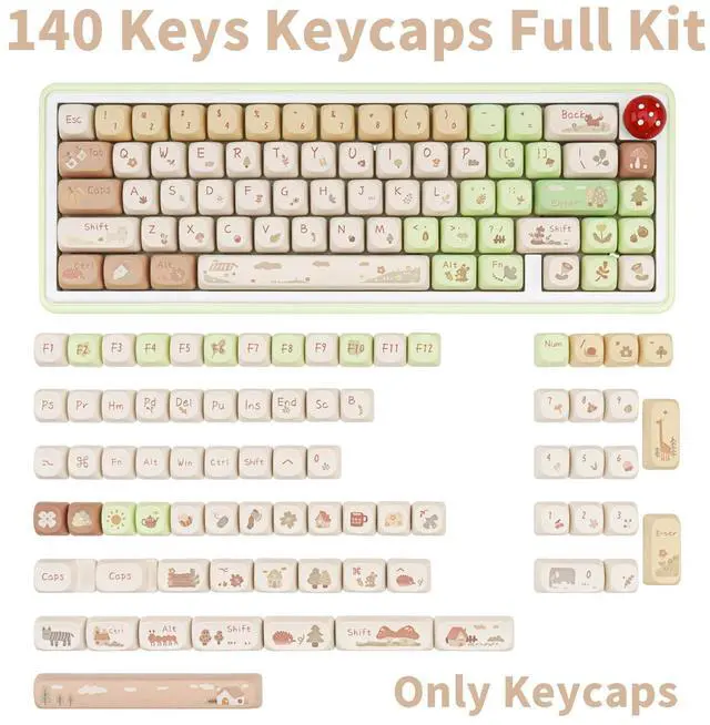 Alt view image 2 of 5 - COOMICKEY Pink White Keycaps, Dye-Sublimation PBT Keycaps, MOA Profile Cute Keyboard Keycap Set for 61/64/68/84/87/100/104/108 Cherry MX Mechanical Keyboard