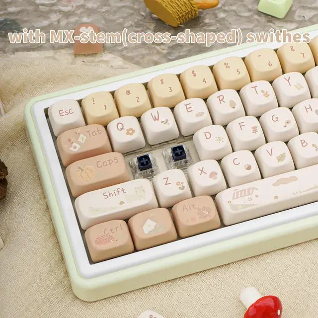 Alt view image 4 of 5 - COOMICKEY Pink White Keycaps, Dye-Sublimation PBT Keycaps, MOA Profile Cute Keyboard Keycap Set for 61/64/68/84/87/100/104/108 Cherry MX Mechanical Keyboard