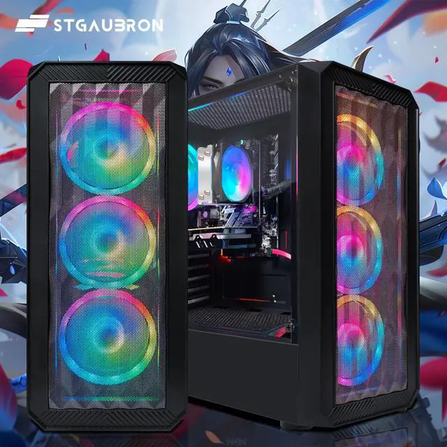 Alt view image 3 of 5 - STGAubron Gaming PC Desktop, Radeon RX 590 8G GDDR5, AMD Athlon 3000G 3.5G, 16G DDR4, 512G SSD, 600M WiFi, BT 5.0, RGB Fan x4, Windows 11 Home