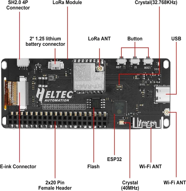 Alt view image 4 of 5 - Vision Master E290 Development Board with 2.9" E-Ink Display Screen, SX1262 Chip BLE WiFi ESP32-S3R8 LoRa Module Compatible with Arduino PlatformIO Micpython Meshtastic Raspberry PI IoT902-928MH