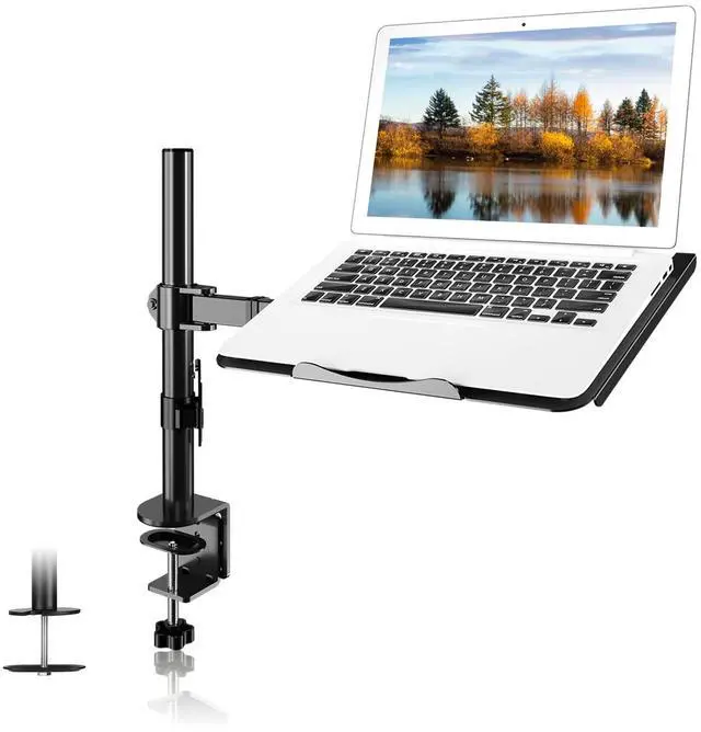 Main image of Suptek Single Laptop Notebook Desk Mount with Tray for 13-27 inch Computer Screen, Fully Adjustable Laptop Desk Arm for Notebook up to 17, Weight up to 15.6 lbs