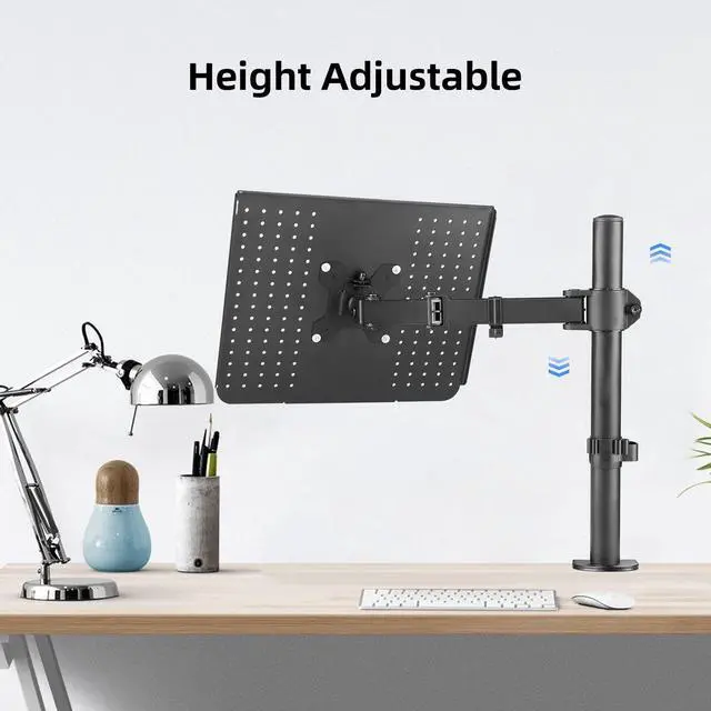 Alt view image 5 of 5 - Suptek Single Laptop Notebook Desk Mount with Tray for 13-27 inch Computer Screen, Fully Adjustable Laptop Desk Arm for Notebook up to 17, Weight up to 15.6 lbs
