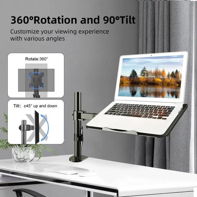 Alt view image 4 of 5 - Suptek Single Laptop Notebook Desk Mount with Tray for 13-27 inch Computer Screen, Fully Adjustable Laptop Desk Arm for Notebook up to 17, Weight up to 15.6 lbs