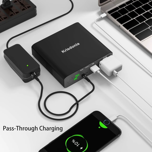 Alt view image 5 of 5 - Krisdonia Laptop Power Bank with AC Outlet 27000mAh TSA Approved