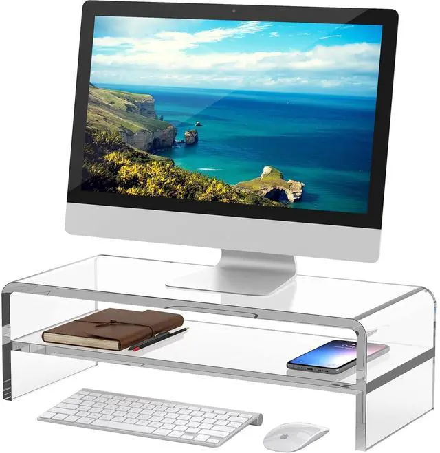 Main image of Egchi Acrylic Monitor Stand,2 Tiers Computer Monitor Riser(18x8x5.5 inches),Computer Stand/Monitor Riser for Office,School,Home,Laptop Stand Desktop Stand for Keyboard Storage&Printer TV Screen