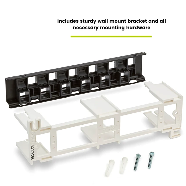 Alt view image 5 of 5 - TRUE CABLE Cat6A Unshielded 12-Port Blank Toolless Modular Keystone Patch Panel, 3-D Staggered Design, Wall Mount with 89D Bracket & Mounting Hardware, High Density, Cat5e & Cat6 Compatible, Black