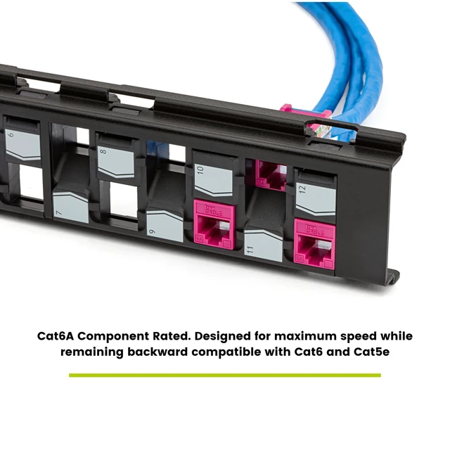 Alt view image 4 of 5 - TRUE CABLE Cat6A Unshielded 12-Port Blank Toolless Modular Keystone Patch Panel, 3-D Staggered Design, Wall Mount with 89D Bracket & Mounting Hardware, High Density, Cat5e & Cat6 Compatible, Black