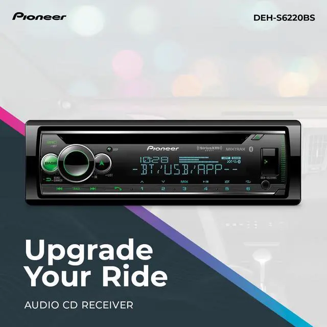 Alt view image 2 of 5 - Pioneer DEH-S6220BS 1-Din CD Receiver Bluetooth, SiriusXM, USB/AUX, Color Change, FLAC, AM/FM, Detachable Face, 13-Band EQ, 50W x 4, Voice Control, Hi-Volt RCA Preouts