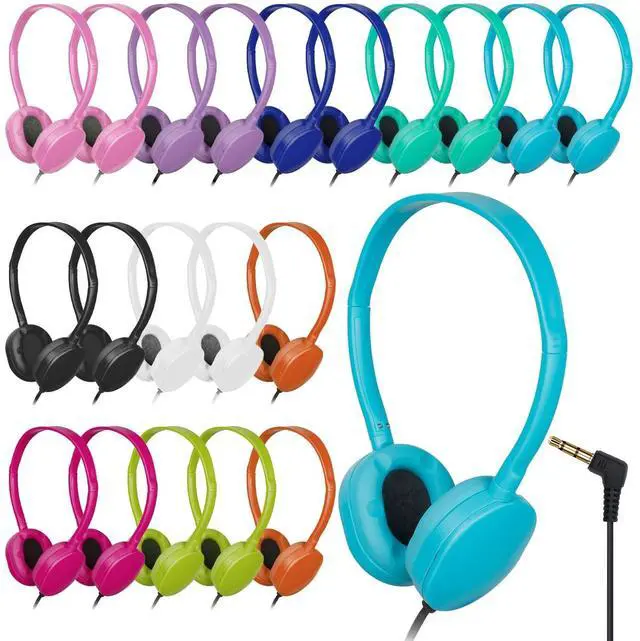 Main image of ZHENWAY 20 Pack Bulk Headphones Multi Color for Classroom School,Wholesale Durable Earphones Class Set for Students Teens Children and Adult