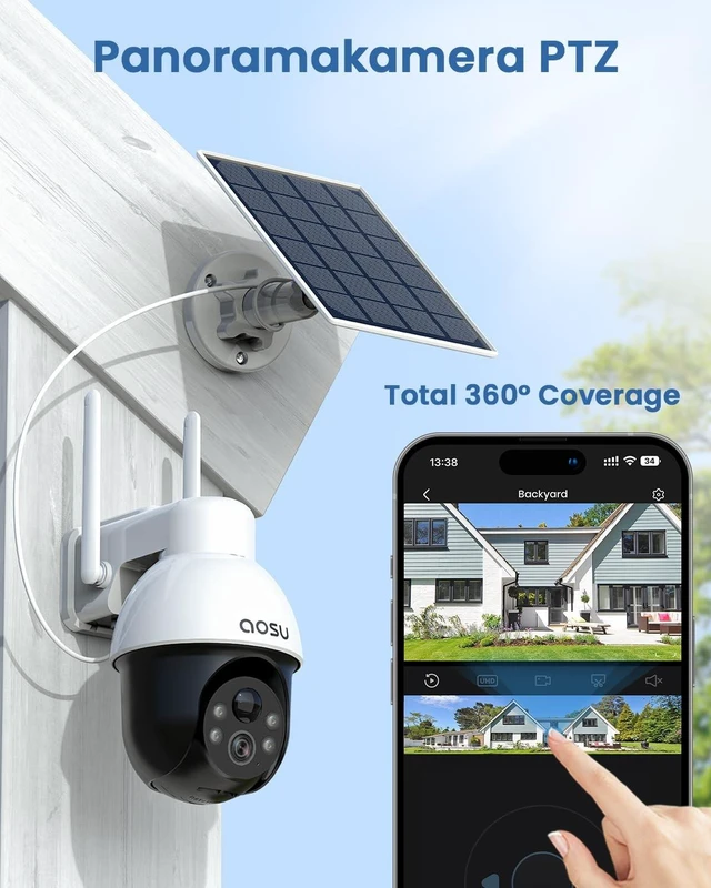 Alt view image 2 of 5 - aosu 3K 5MP Solar Security Camera Wireless Outdoor PTZ 360 Smart Tracking