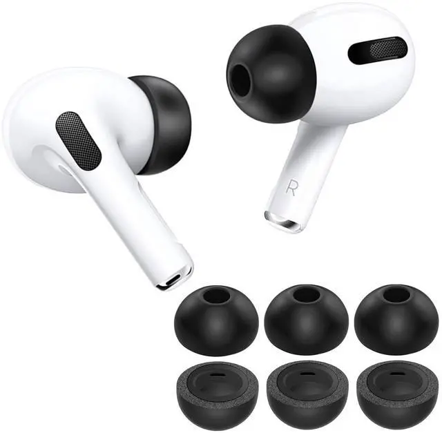 Main image of 2025 Release KASOTT Memory Foam Replacement Ear Tips for AirPods Pro 3- Enhanced Bass,Superior Noise Isolation,Soft&Comfortable,Stable,Anti-Slip,Fits in Charging Case,3 Pairs (Black, Large)