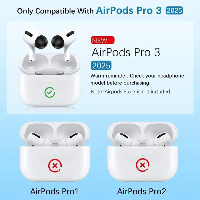 Alt view image 4 of 5 - 2025 Release KASOTT Memory Foam Replacement Ear Tips for AirPods Pro 3- Enhanced Bass,Superior Noise Isolation,Soft&Comfortable,Stable,Anti-Slip,Fits in Charging Case,3 Pairs (Black, Large)