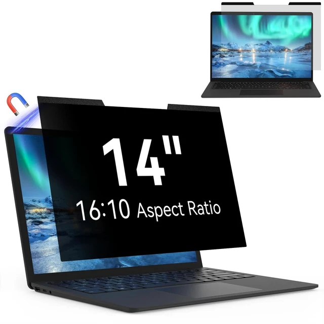 Main image of Mao Yeye Magnetic Laptop Privacy Screen 14 Inch 16:10 Aspect Ratio Anti-Glare Blue Light Monitor Protector,Removable 14in Film for Lenovo HP Dell Acer Asus Thinkpad Envy Xps