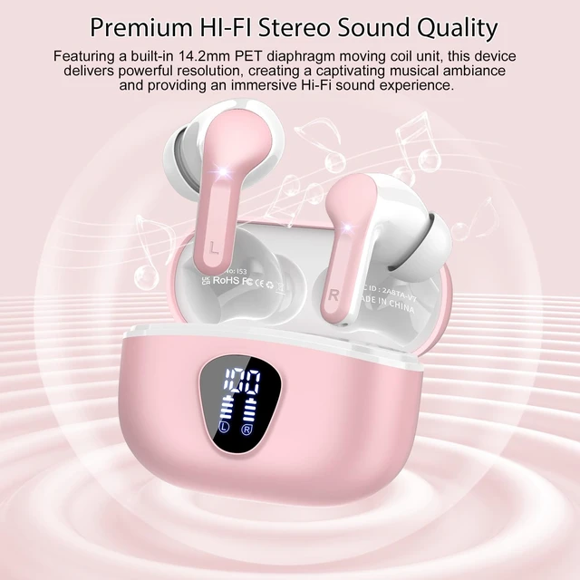 Alt view image 5 of 5 - Wireless Earbuds, Bluetooth 5.4 Headphones HiFi Stereo, Bluetooth Earbuds