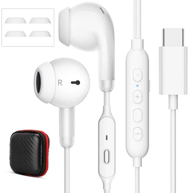 Main image of Jelanry USB C Headphones with Microphone Wired Earbuds Volume/Mute Function