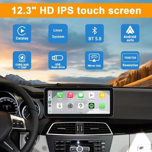Alt view image 4 of 5 - YEEHUNG 12.3 Inch Linux Car Touch Display Screen for Mercedes Benz 2012-2015 C A CLA GLA Class W204 W176 C117 X156 NTG4.5/4.7 System, Support iOS 26 CarPlay Android Auto Mirror Link