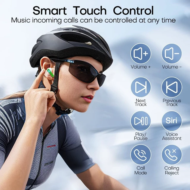 Alt view image 4 of 5 - Wireless Bluetooth Headphones 5.3 Earbuds Active Noise Canceling Glow-Green
