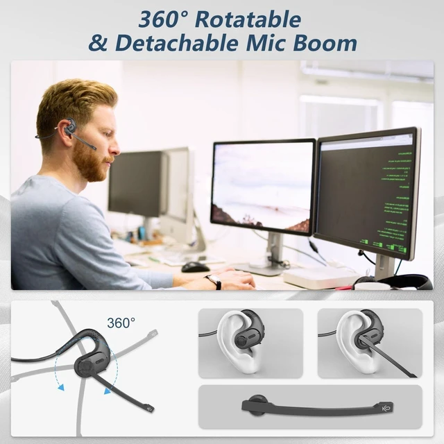 Alt view image 4 of 5 - BANIGIPA Bluetooth Headset with Removable Microphone, Open Ear Headphones
