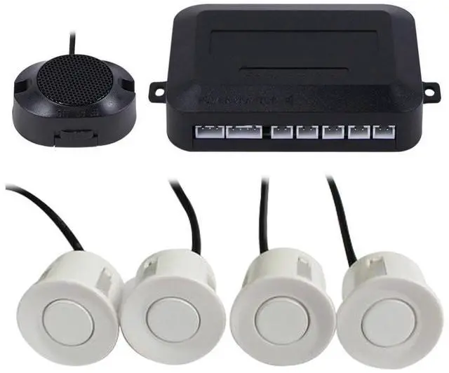 Main image of Frostory Car Reverse Backup Parking Sensor Radar System, Buzzer Beeps, Detection Distance:30~150CM, Waterproof Sensors (22mm Diameter 2.3M Cable) 4 Packs X60D (White)
